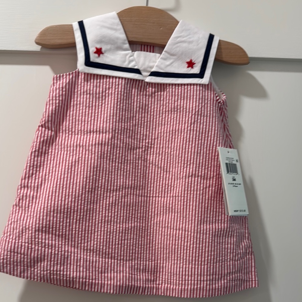 Ralph Lauren Red and White Striped Kids Dress